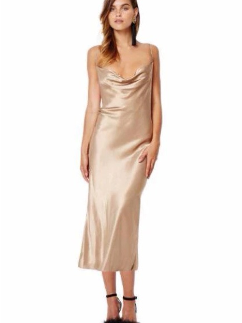 bec + bridge Shimmy Nights Cowl Midi Dress